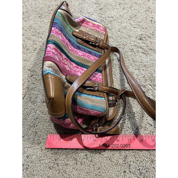 FOSSIL HANDBAG Signature Jacquard & Leather Purse Hand Bag Stripe C24 - Picture 15 of 16